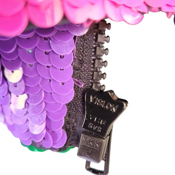 Sequin Moto Jacket Women's Neon Multicolor OOAK Zipper Front100% Silk Sz Medium - Picture 15 of 17